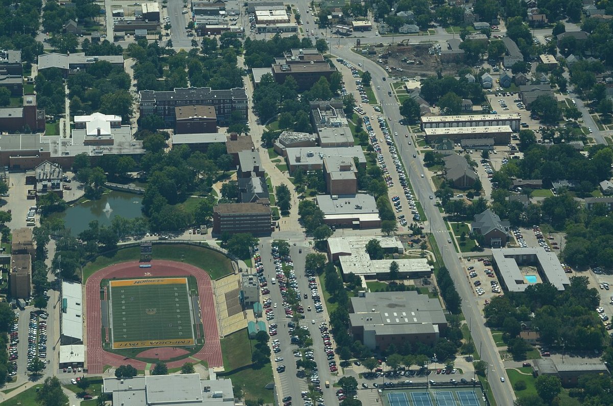Aerial view of Emporia State University, Emporia, Kansas 09-04-2013