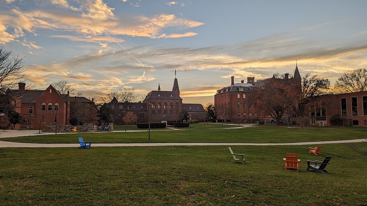 Gallaudet Mall, facing south at sunset