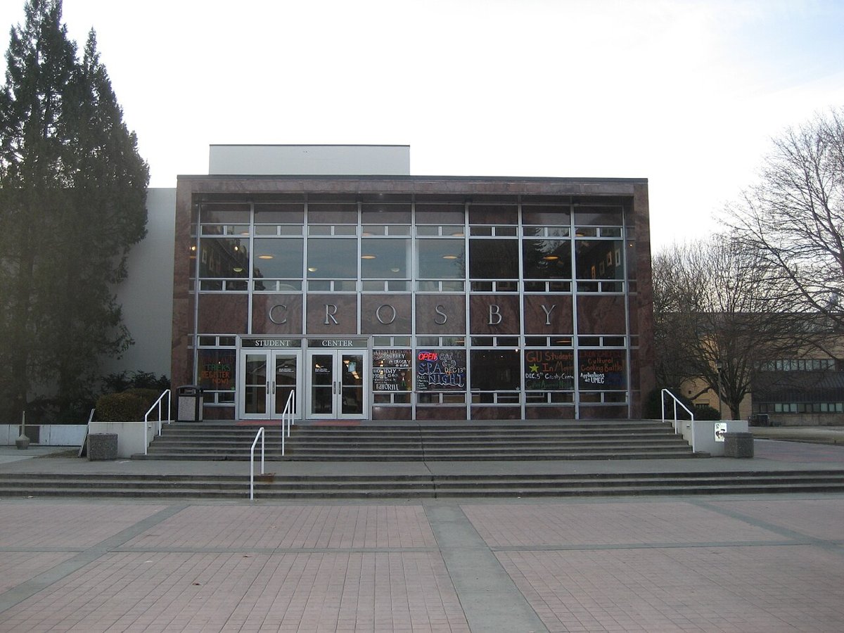 Front of Foley Center Library