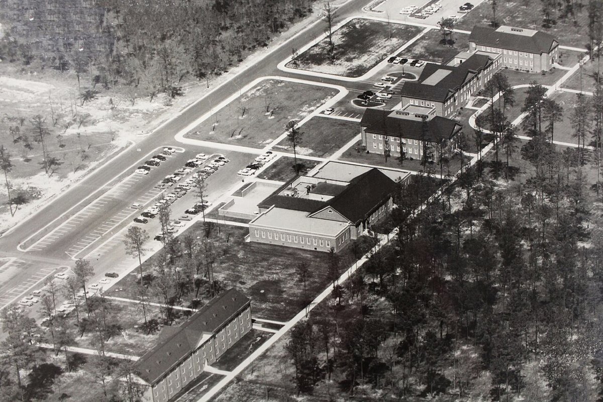 1960s Aerial shot before Library was built