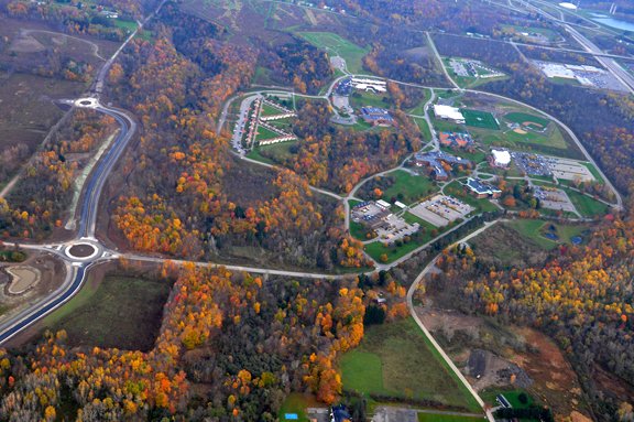 Aerial photo of SUNYIT in Fall