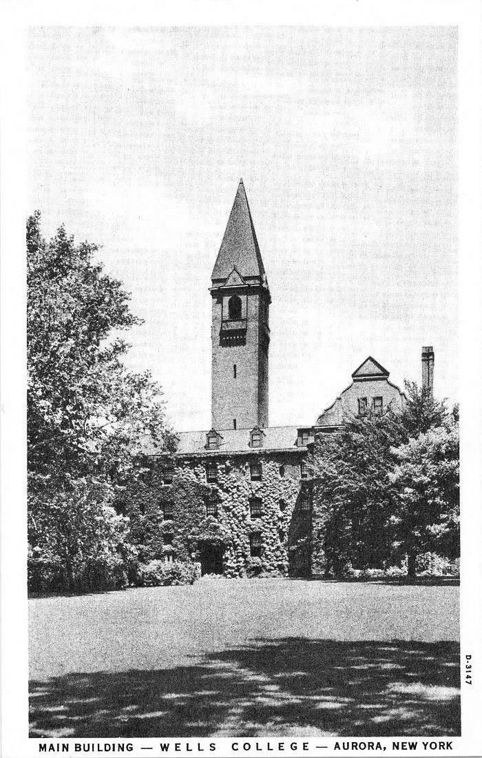 Wells college main 1936 postcard